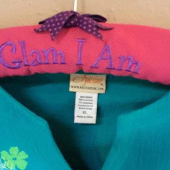 Artisan Top Womens XL Split Neck 3/4 Sleeve Flower Print Blouse Pullover Blue - Picture 2 of 6